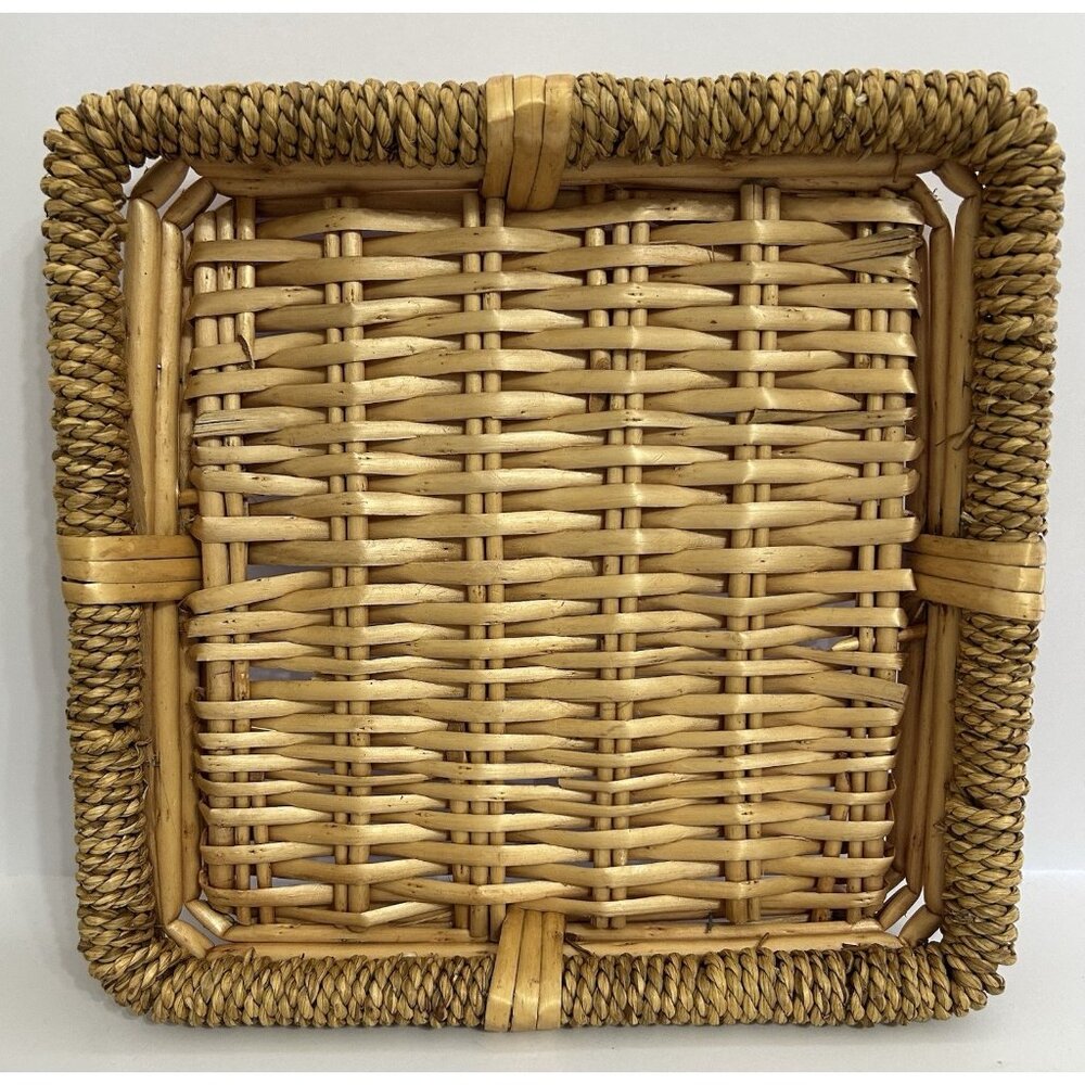 Woven Wicker Rattan Braided Square Bohemian Rustic Serving Basket Wall Decor